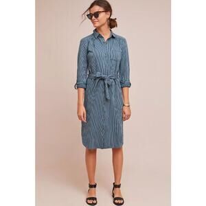 NWT! Anthropologie Bellamy Striped Shirtdress Blue/SIZE-8‎